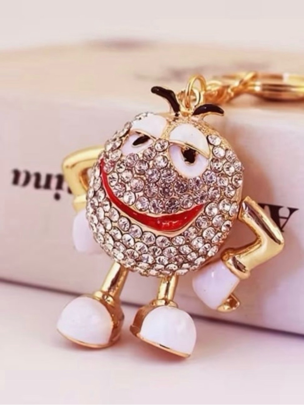 WHITE M & M Rhinestone Keychain    ~NEW~
—Makes a Great Gift